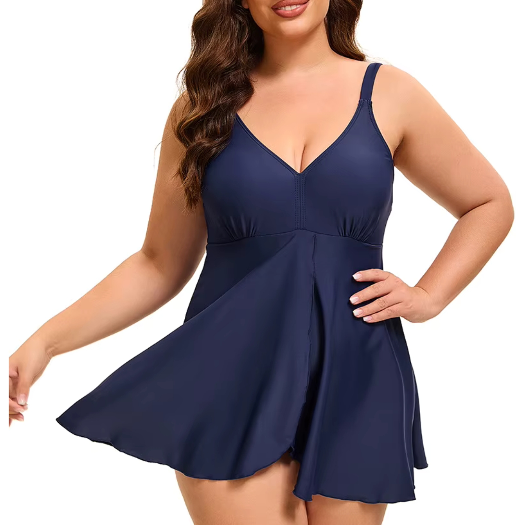 Traje de Baño Vestido Azul con Vuelo 2