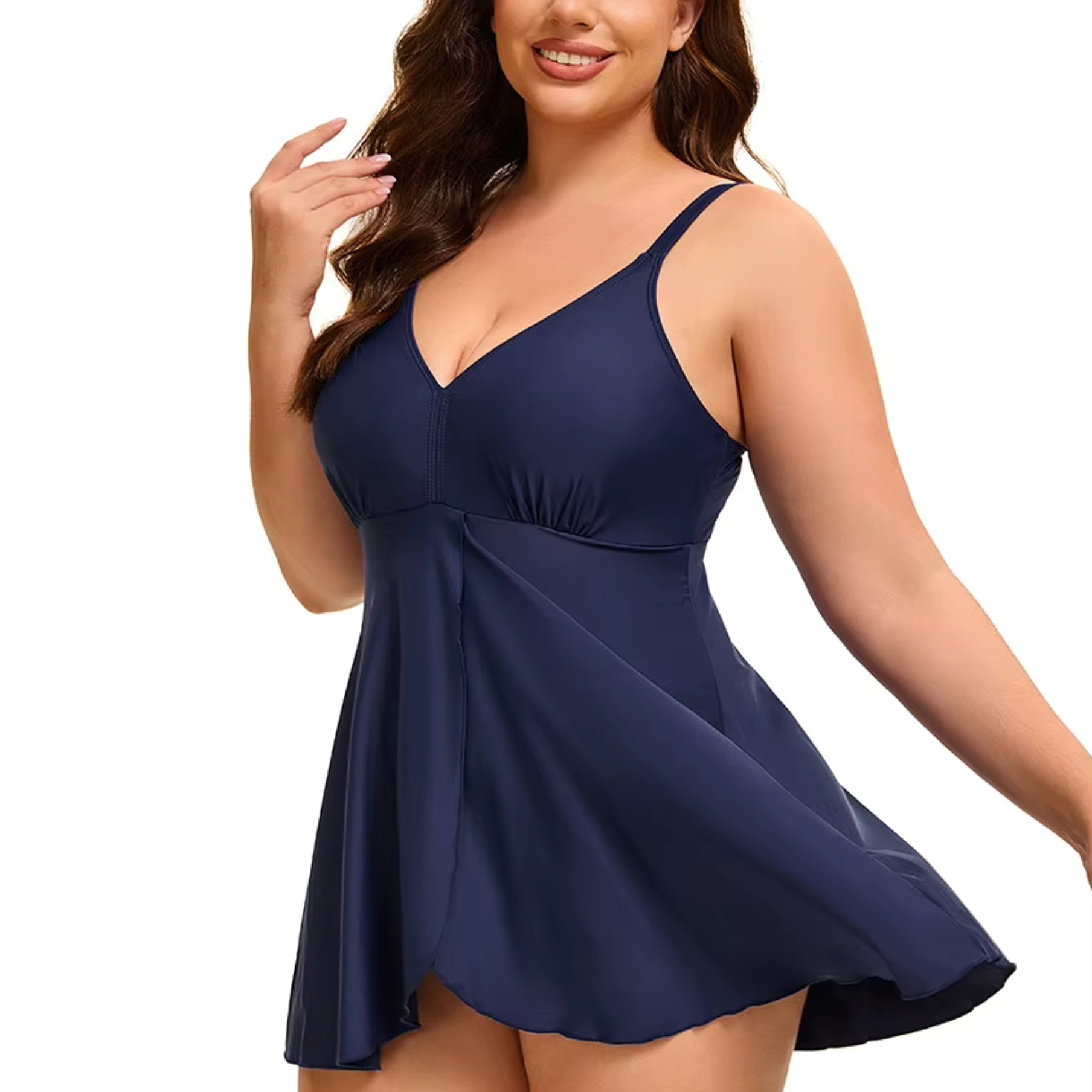 Traje de Baño Vestido Azul con Vuelo 1