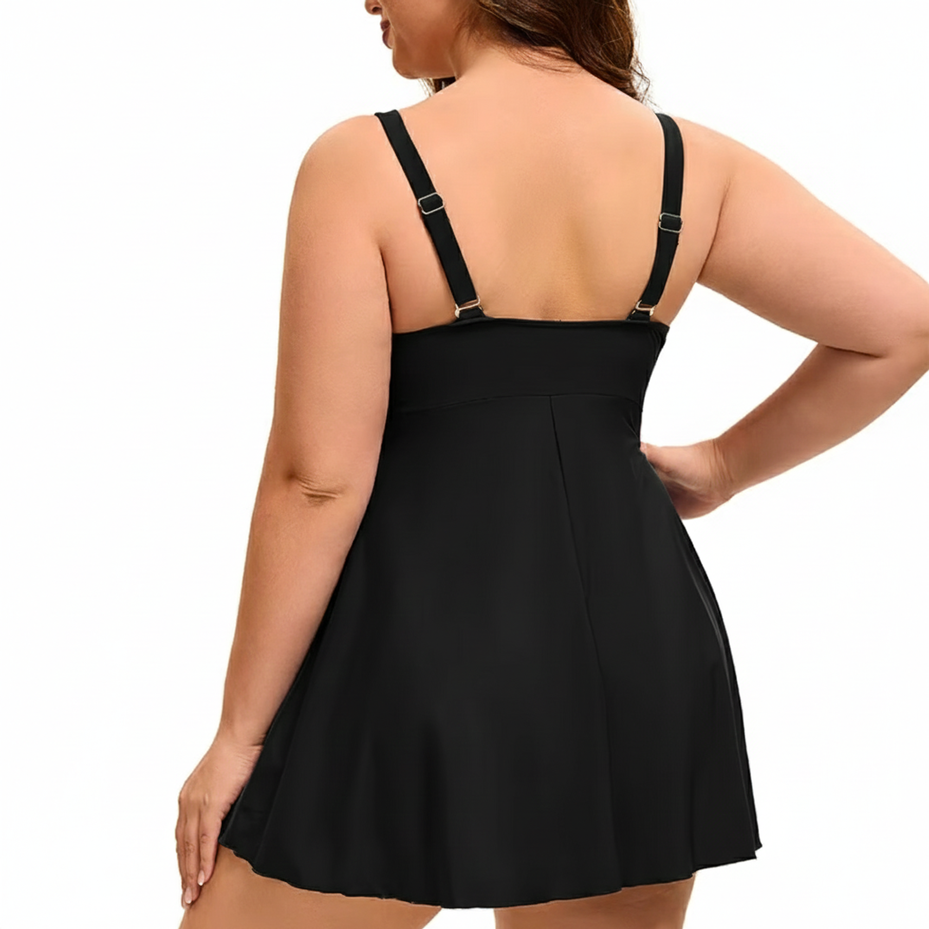 Traje de Baño Vestido Negro con Vuelo 2