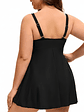 Traje de Baño Vestido Negro con Vuelo - Miniatura 2