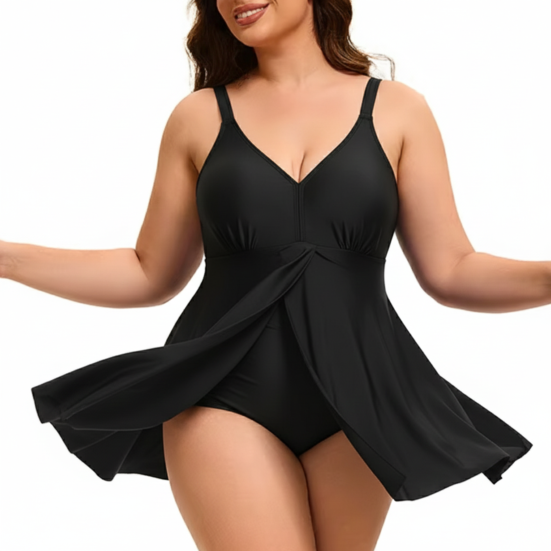 Traje de Baño Vestido Negro con Vuelo 3