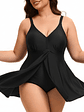 Traje de Baño Vestido Negro con Vuelo - Miniatura 3