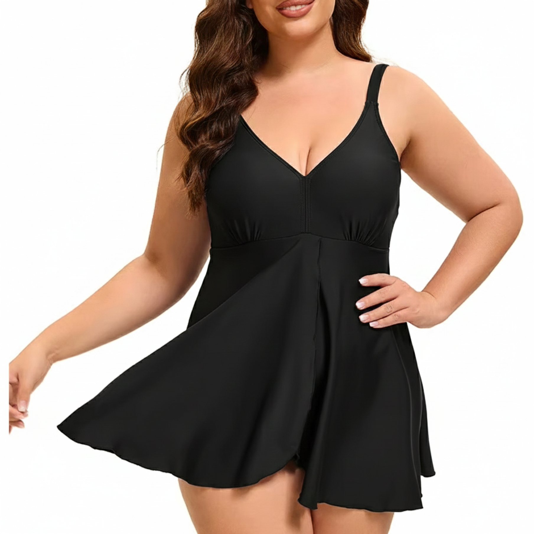 Traje de Baño Vestido Negro con Vuelo 1