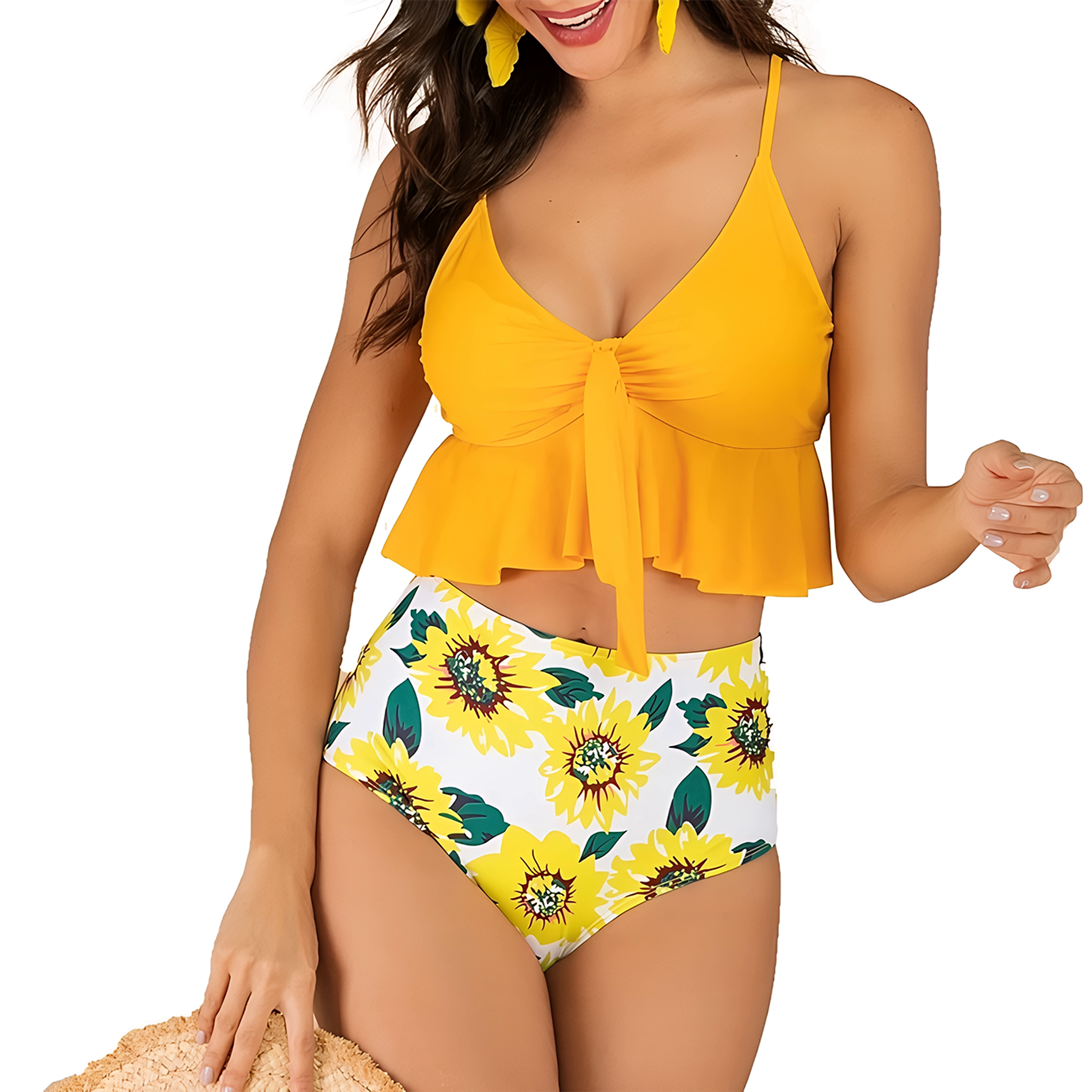 Bikini tiro alto Top Ruffle Yellow 1