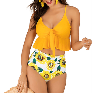 Bikini tiro alto Top Ruffle Yellow