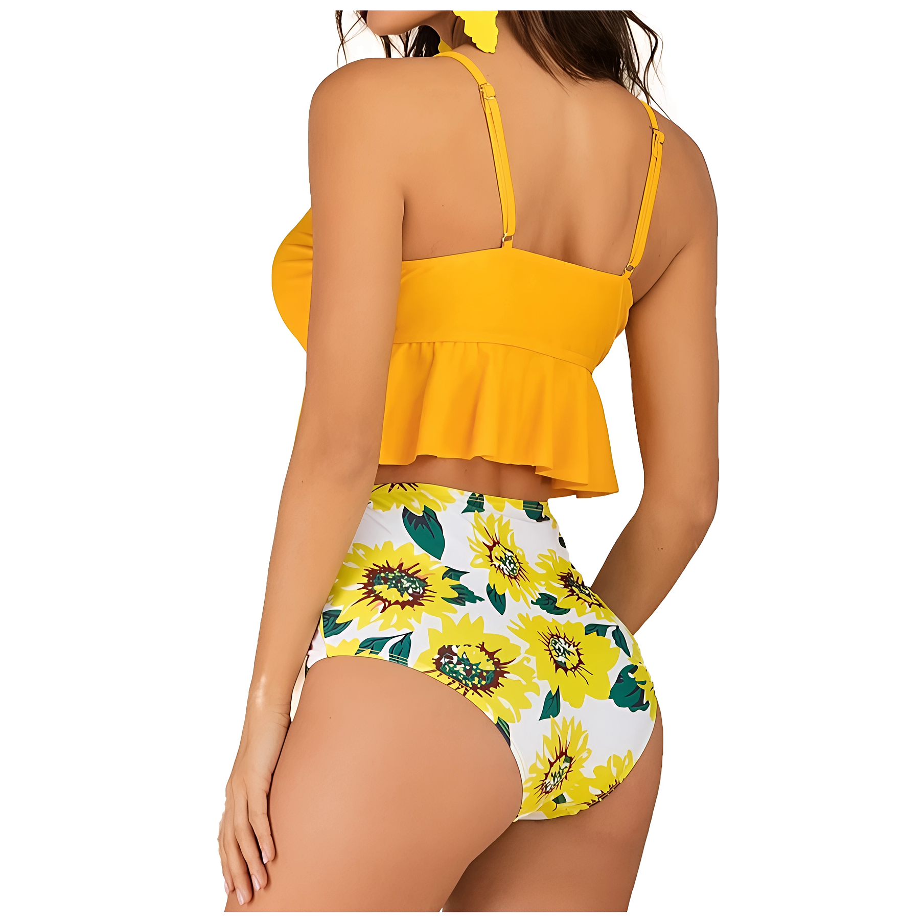 Bikini tiro alto Top Ruffle Yellow 2