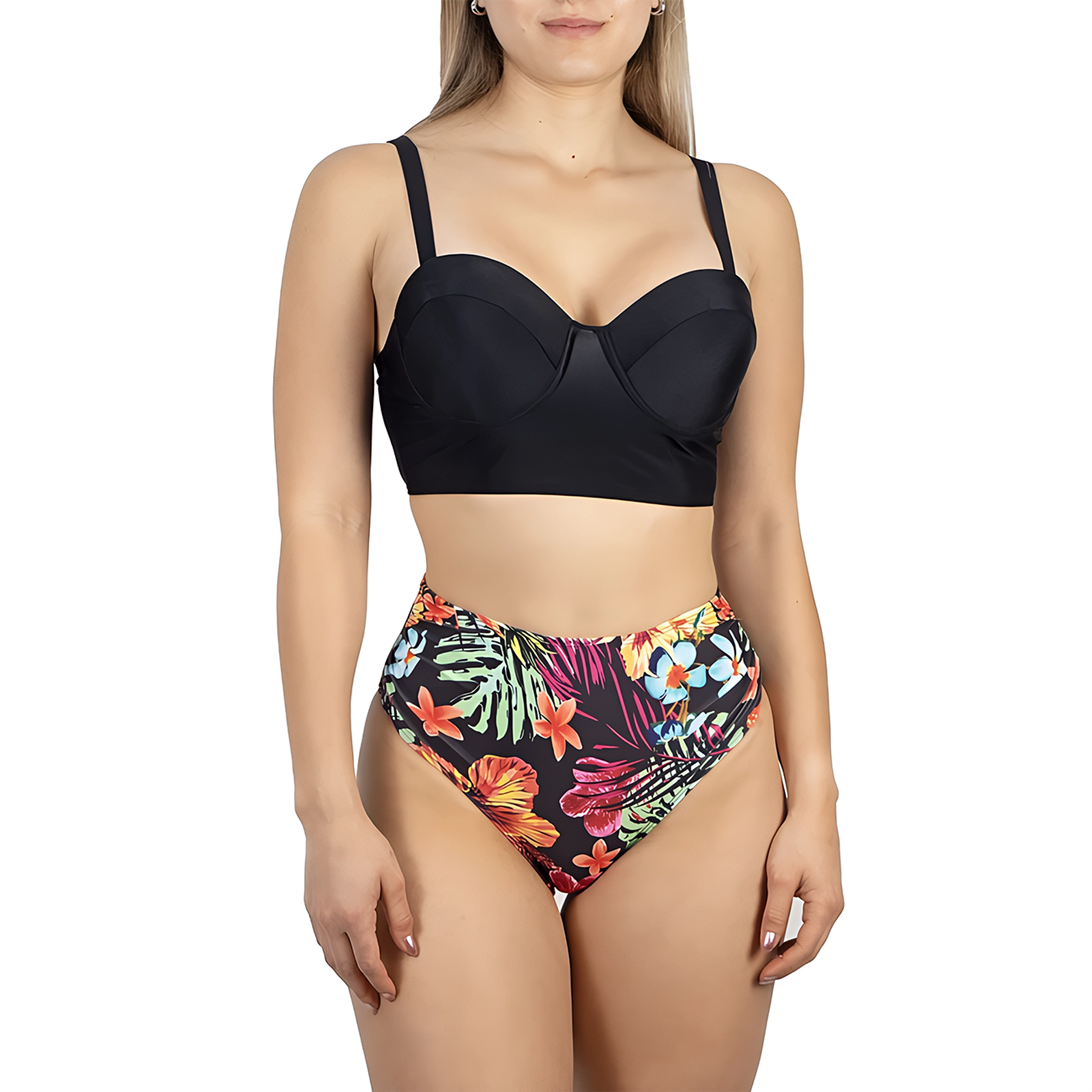 Bikini tiro alto + salida playa Black 3