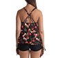 Tankini tiro alto sport Negro Floral - Miniatura 2