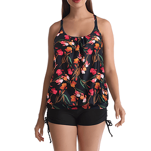 Tankini tiro alto sport Negro Floral