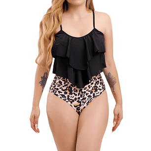 Bikini tiro alto top vuelos Maorí animal print