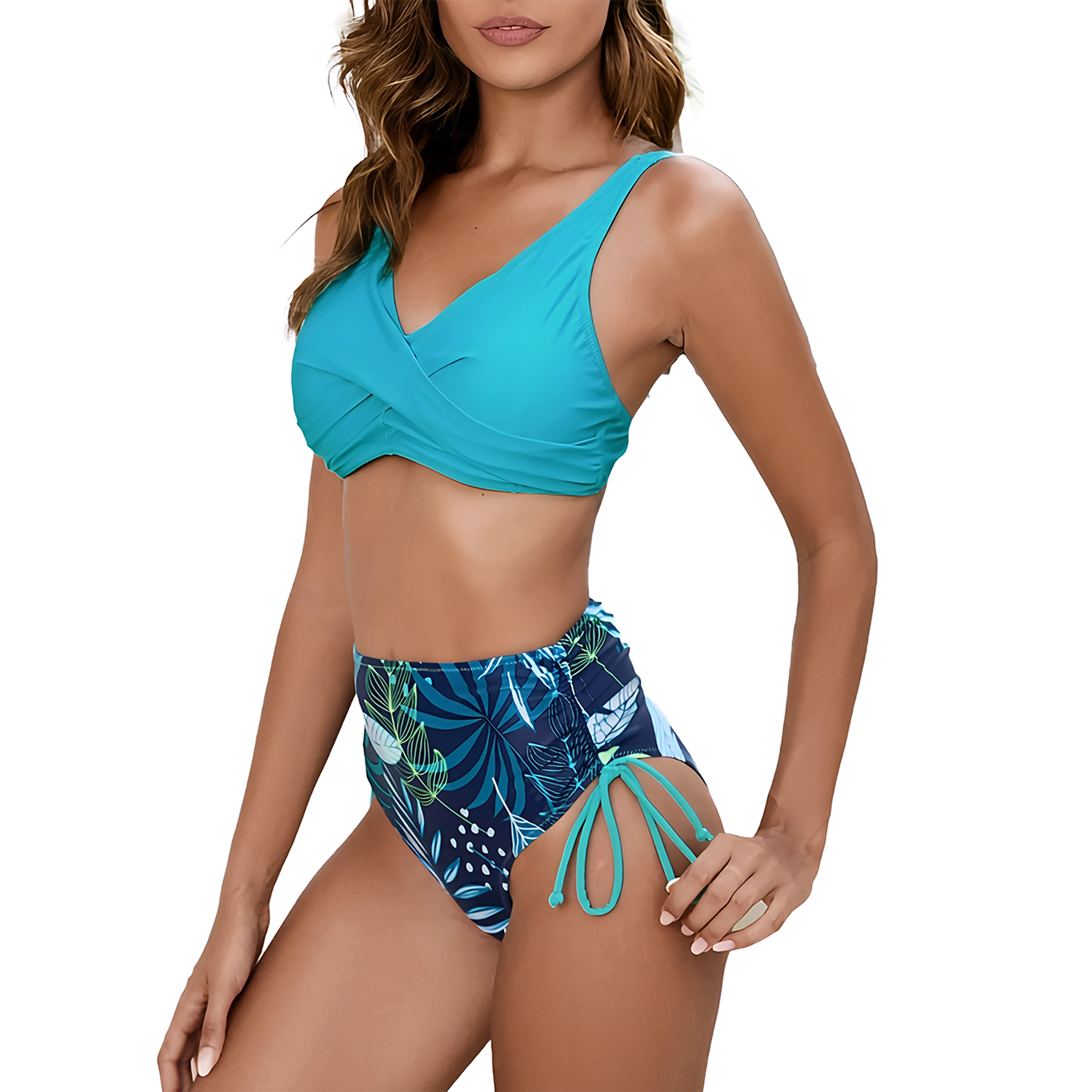 Bikini tiro alto mujer Nissi Straps Turquesa 1