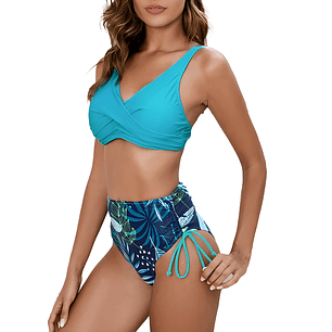 Bikini tiro alto mujer Nissi Straps Turquesa