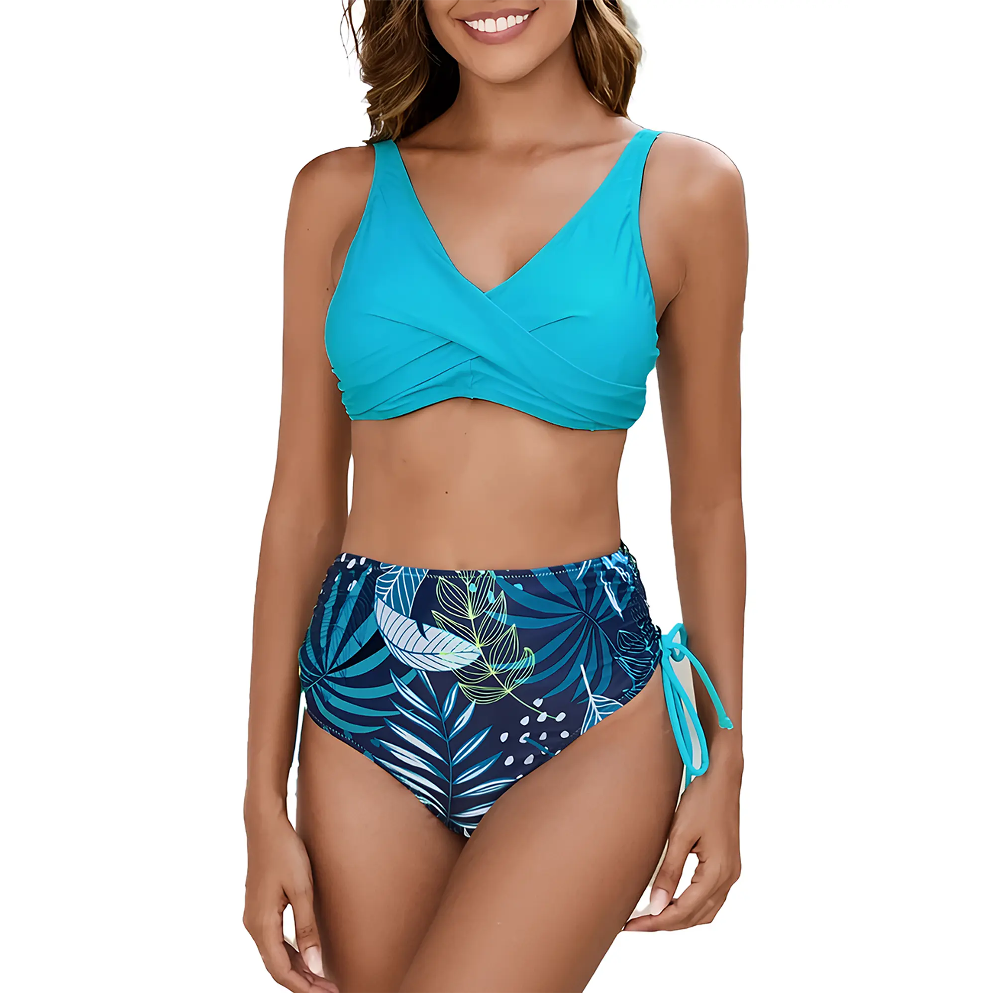Bikini tiro alto mujer Nissi Straps Turquesa 2