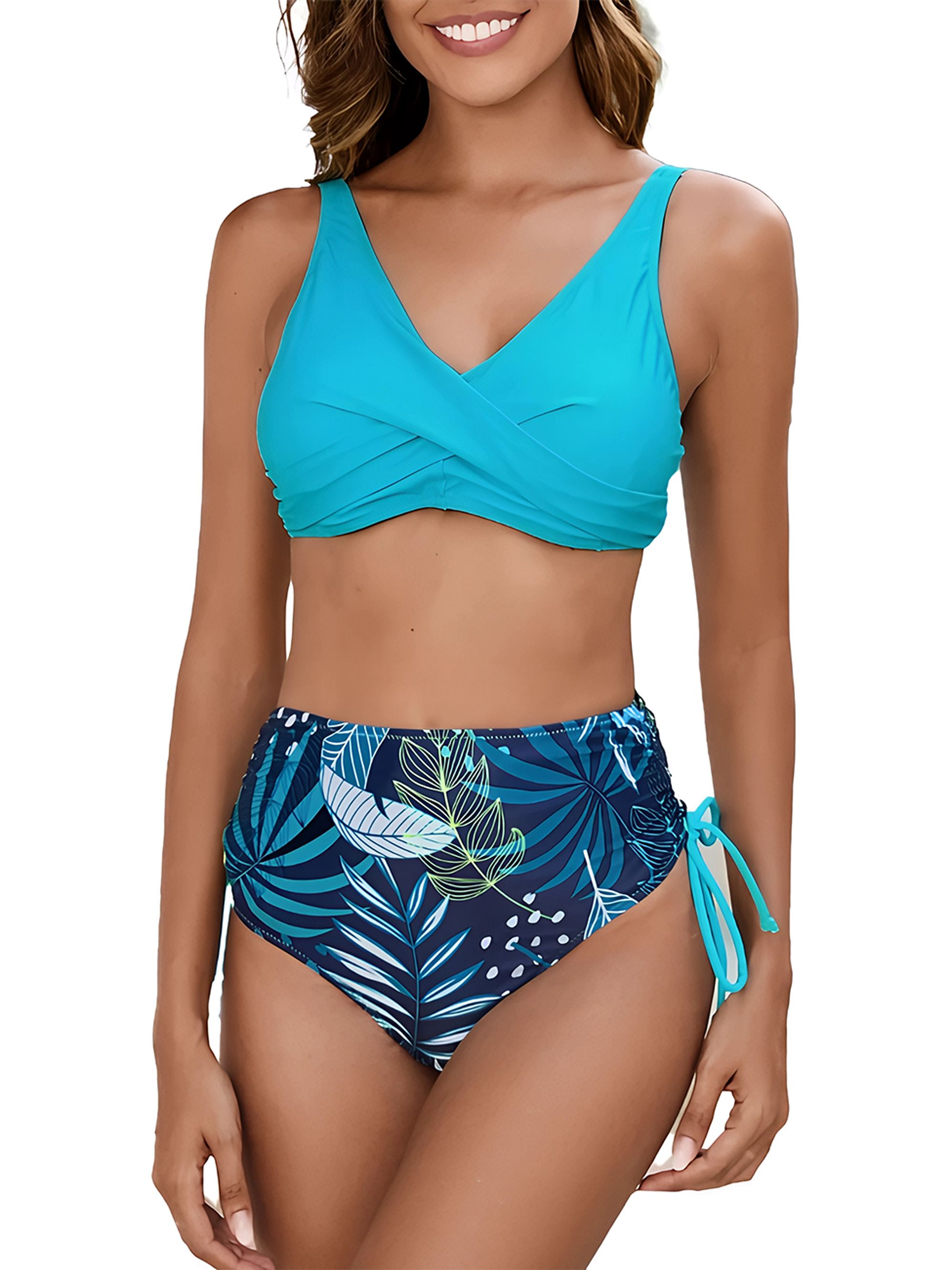 Bikini tiro alto mujer Nissi Straps Turquesa 2