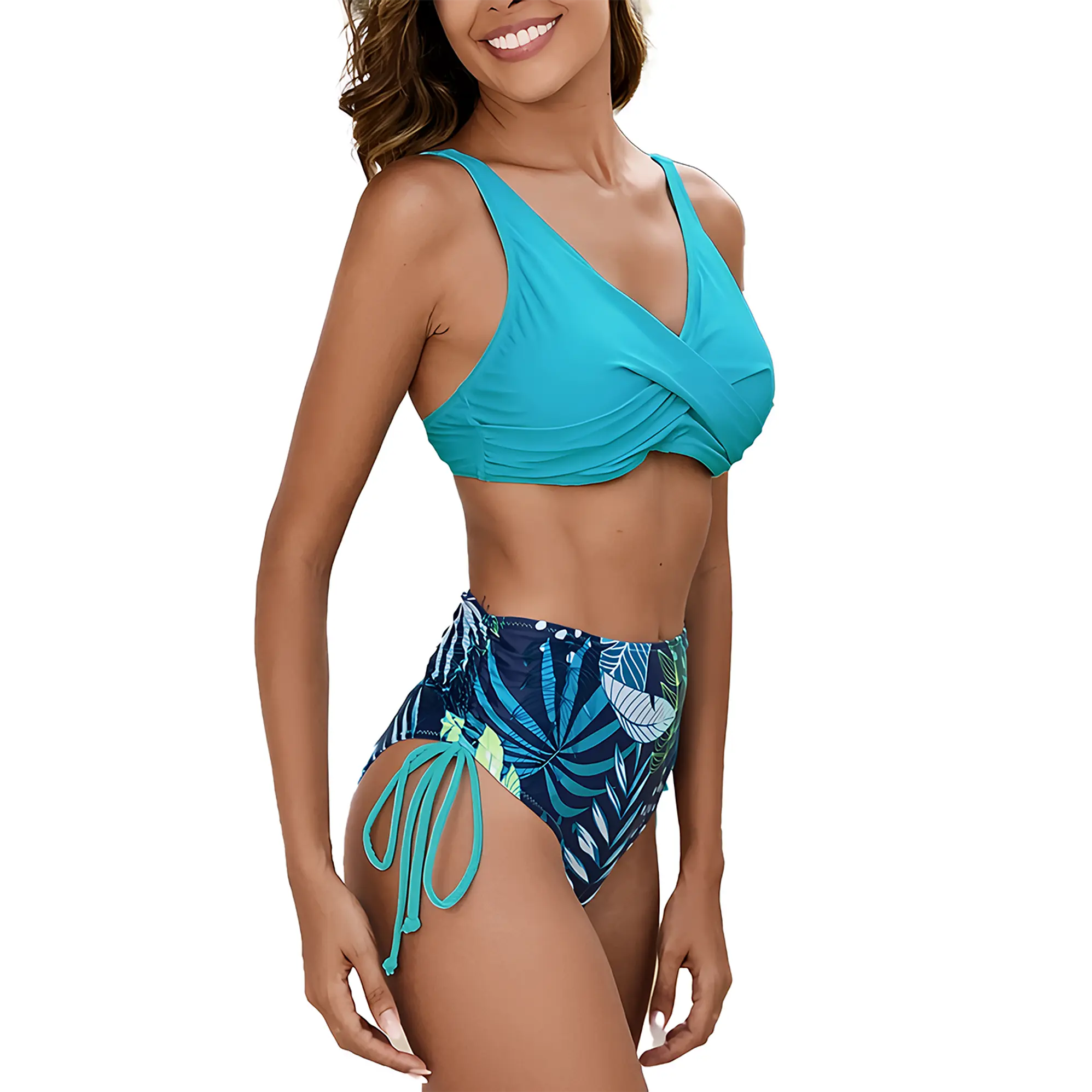 Bikini tiro alto mujer Nissi Straps Turquesa 3