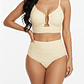 Bikini tiro alto mujer Victoria texturado Crema - Miniatura 1