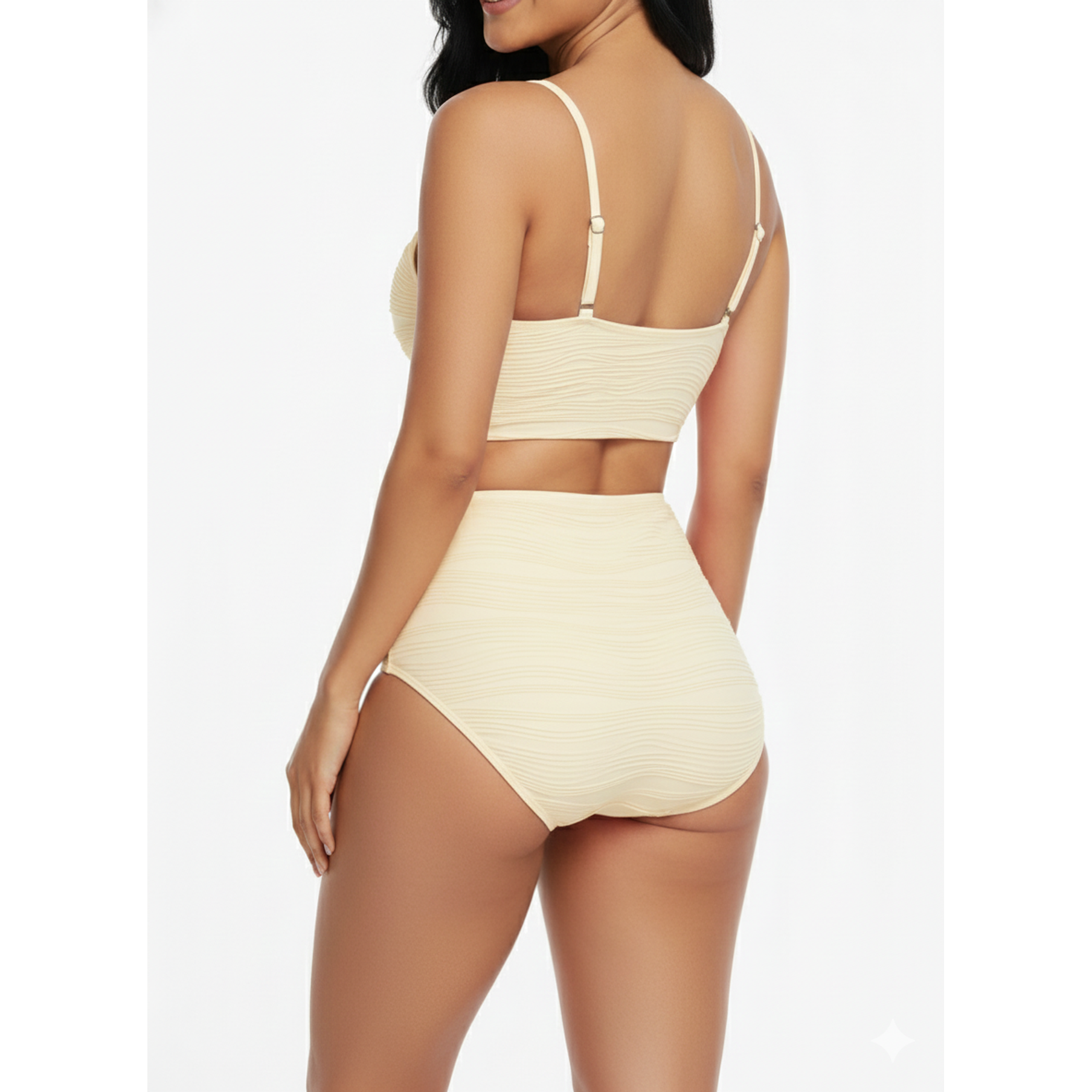 Bikini tiro alto mujer Victoria texturado Crema 3