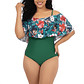 Traje de baño floral sin hombros Verde Lu - Miniatura 1