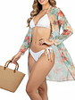 Kimono playa estampado Tropical Blanco - Miniatura 1