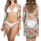 Kimono playa estampado Tropical Blanco - Miniatura 2