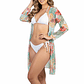 Kimono playa estampado Tropical Blanco - Miniatura 3