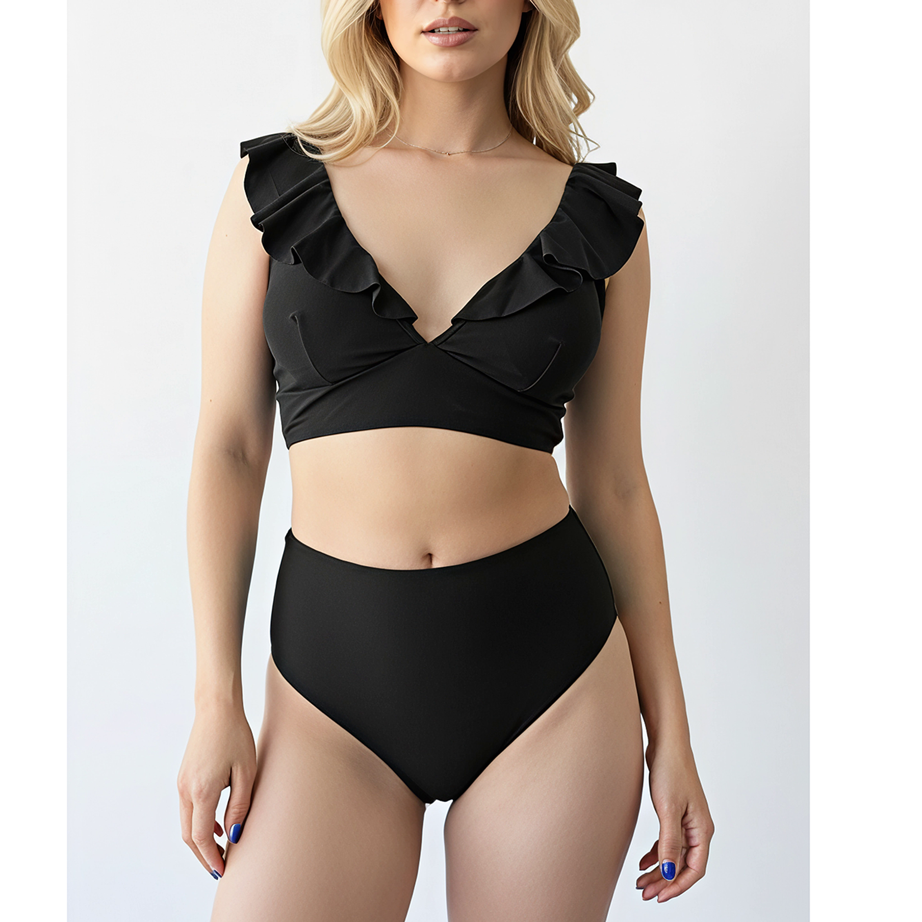 Bikini tiro alto vuelos midle waist Negro 1