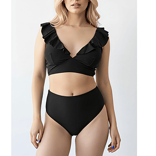 Bikini tiro alto vuelos midle waist Negro