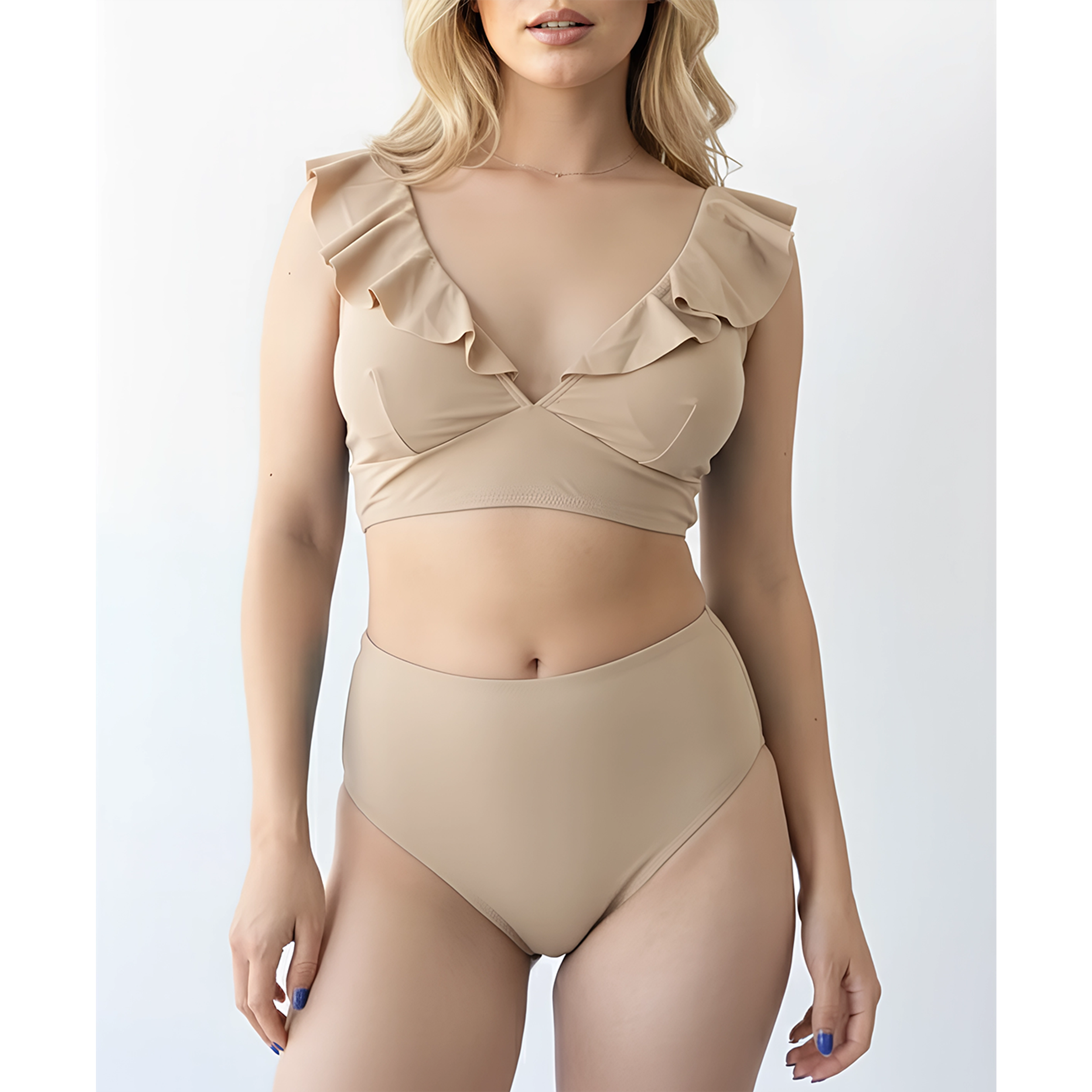 Bikini tiro alto vuelos midle waist Nude 1