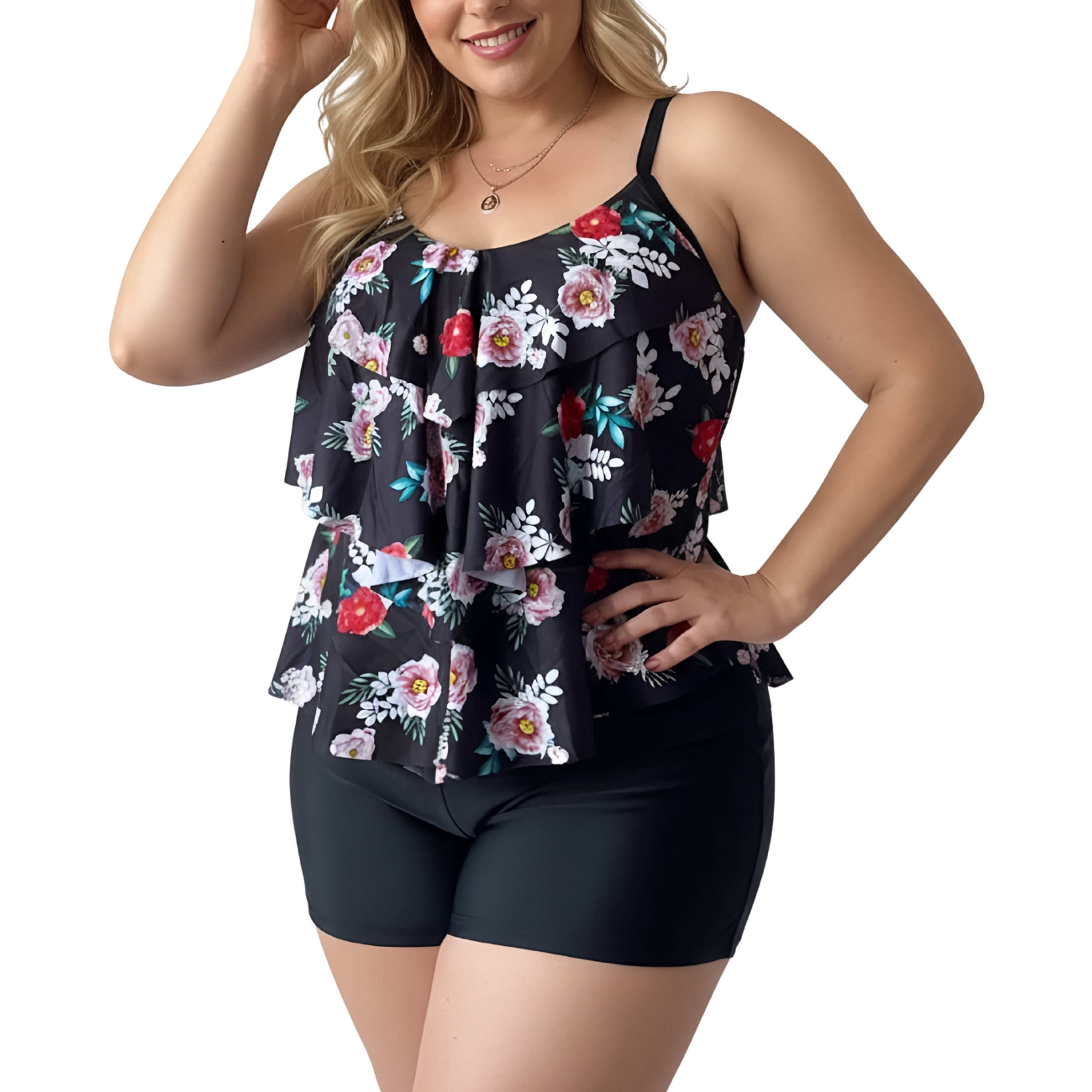 Tankini flor floral Maori Negro 2