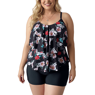 Tankini flor floral Maori Negro