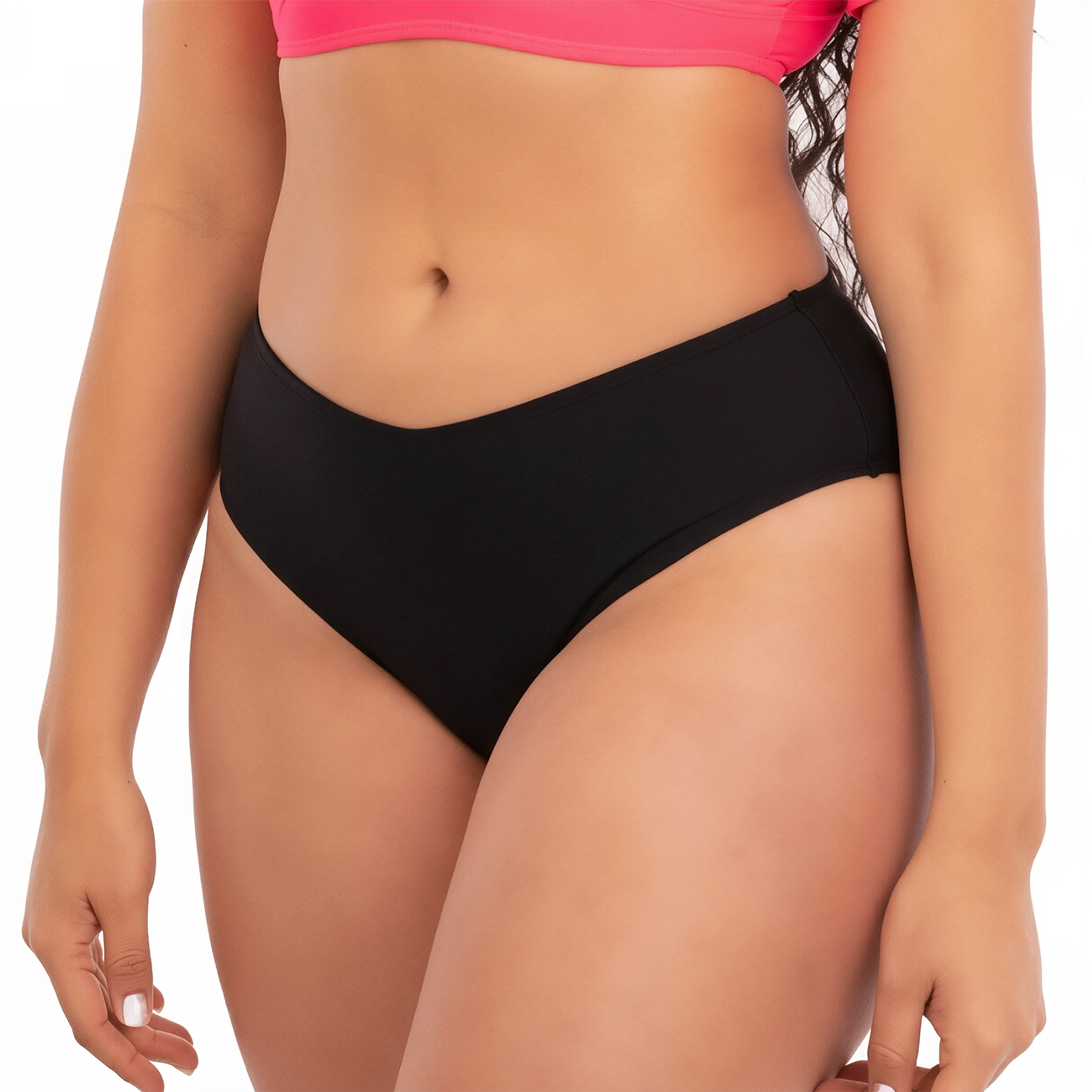 Tanga traje de baño tiro medio Sin costuras Negro Colaless 3