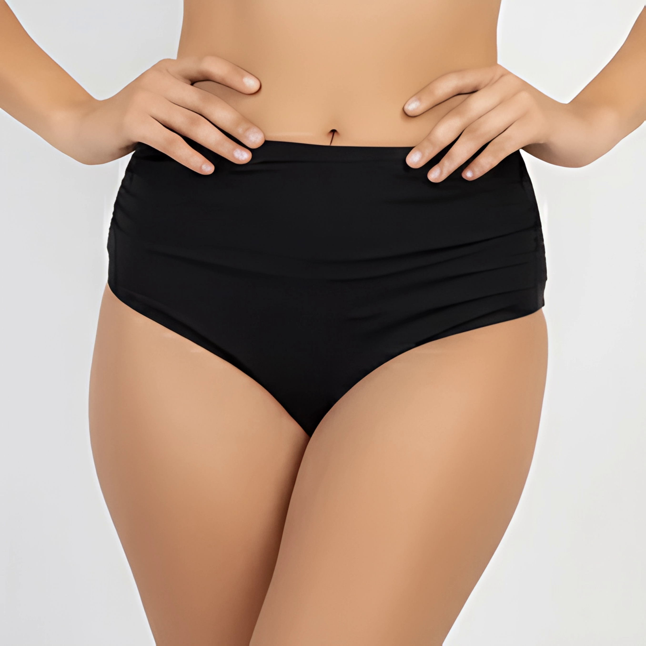 Parte de abajo Bikini tiro alto drapeado colores 7