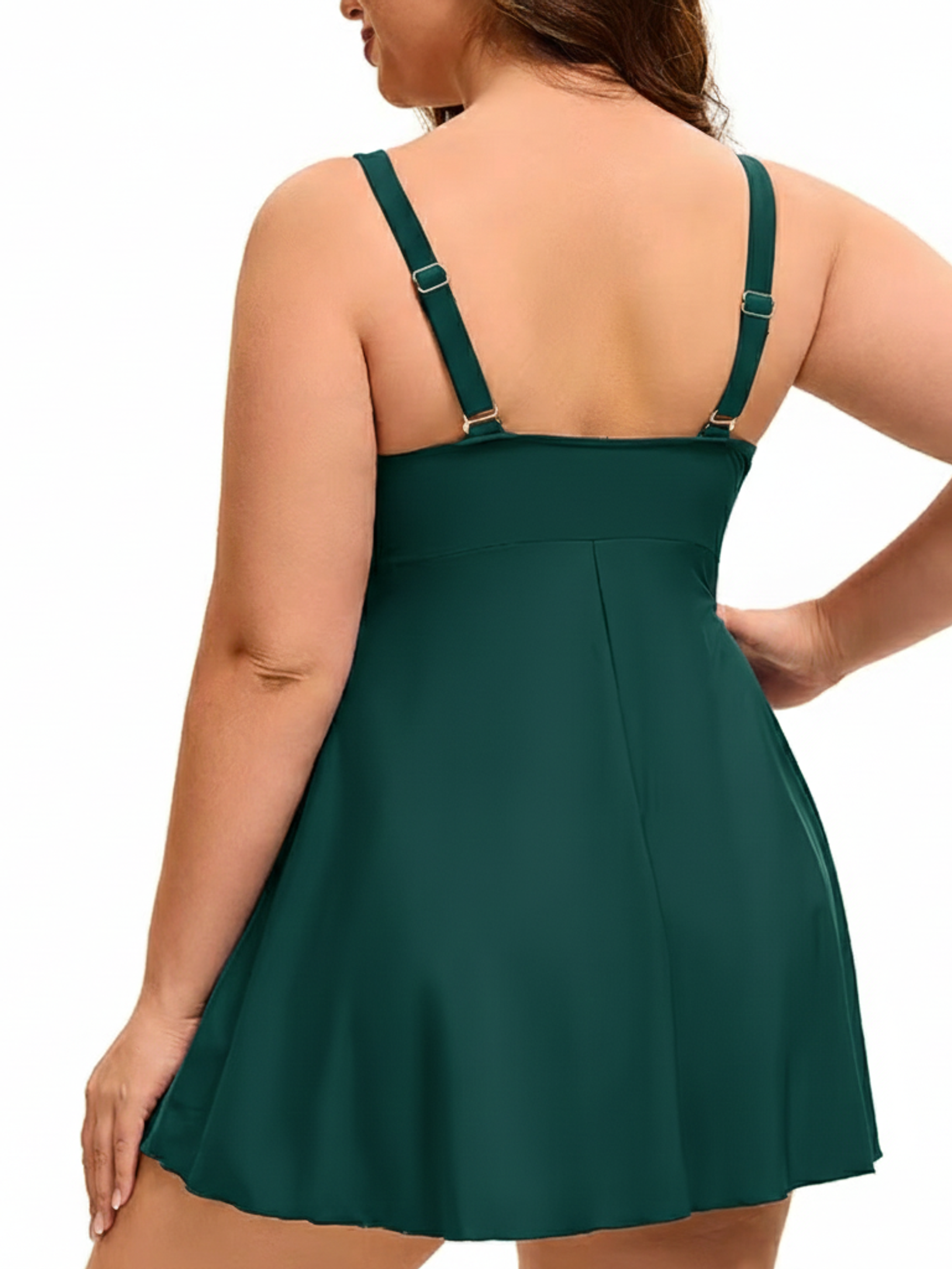 Traje de Baño Vestido Verde con Vuelo 2