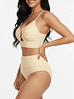 Bikini tiro alto mujer Victoria texturado Crema - Miniatura 3
