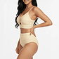 Bikini tiro alto mujer Victoria texturado Crema - Miniatura 3