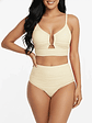 Bikini tiro alto mujer Victoria texturado Crema - Miniatura 1