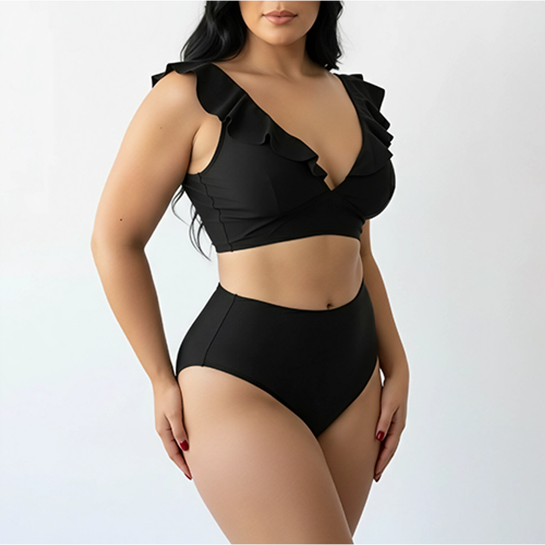 Bikini tiro alto vuelos midle waist Negro 3