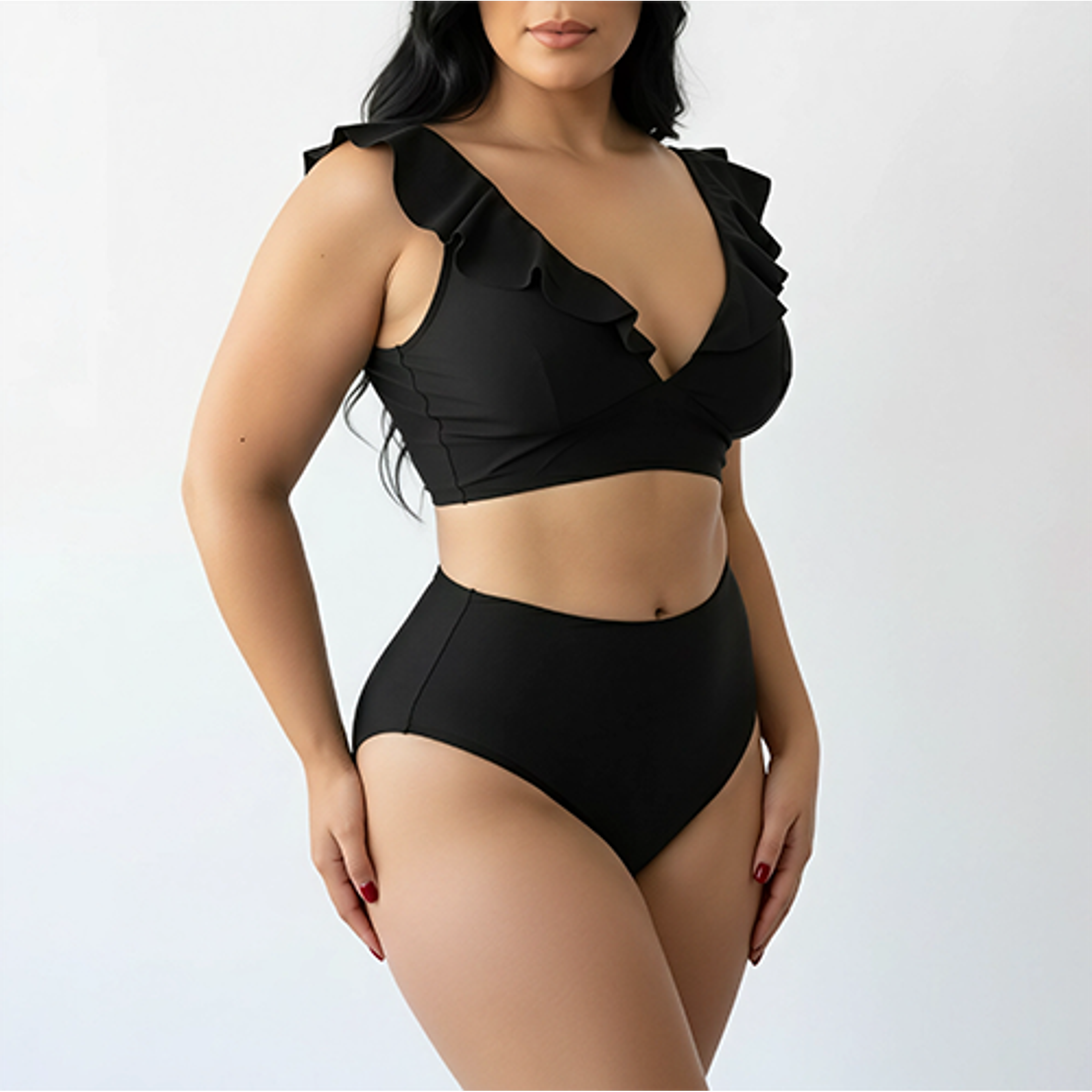 Bikini tiro alto vuelos midle waist Negro 3
