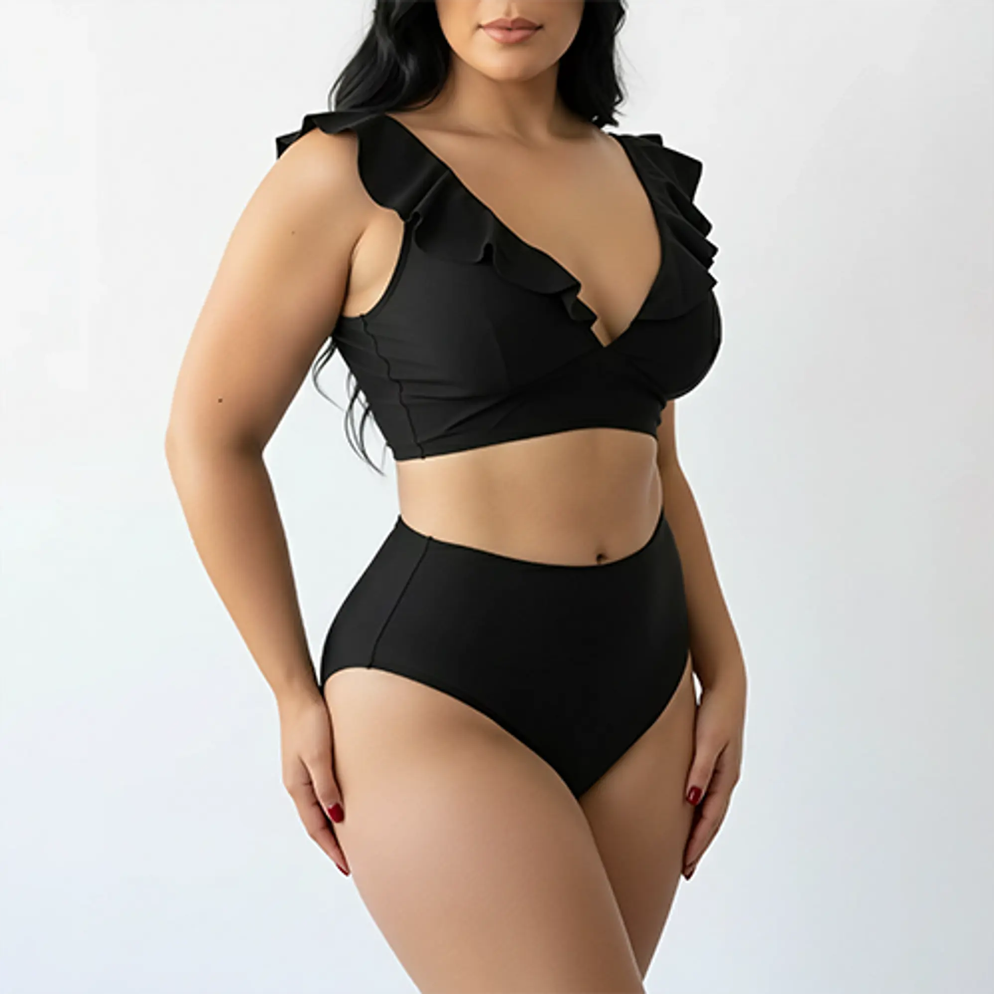 Bikini tiro alto vuelos midle waist Negro 3