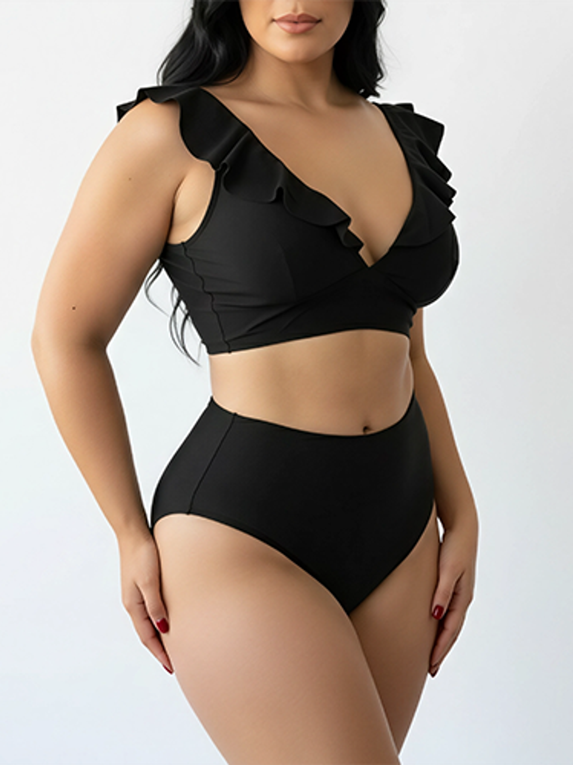 Bikini tiro alto vuelos midle waist Negro 3