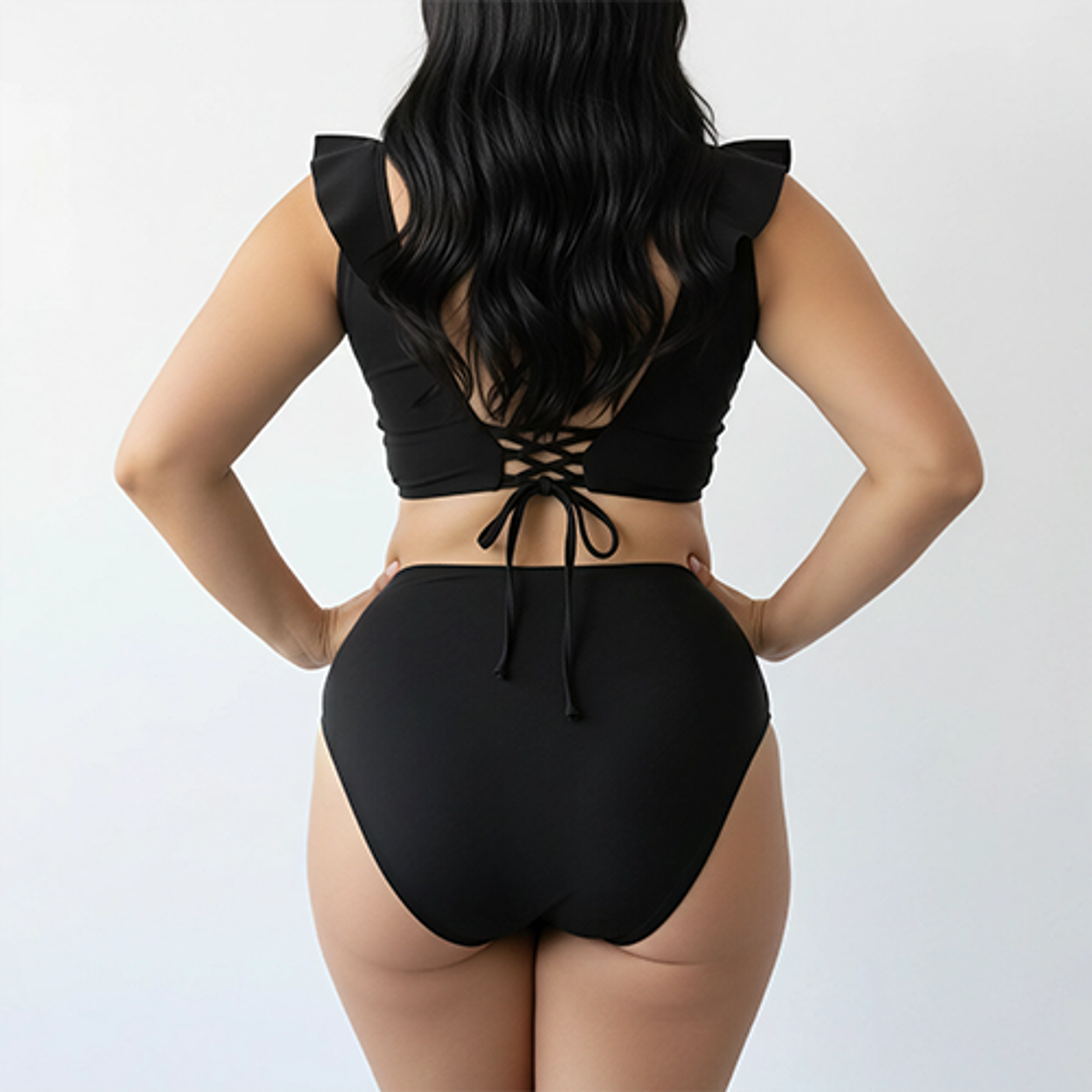 Bikini tiro alto vuelos midle waist Negro 2