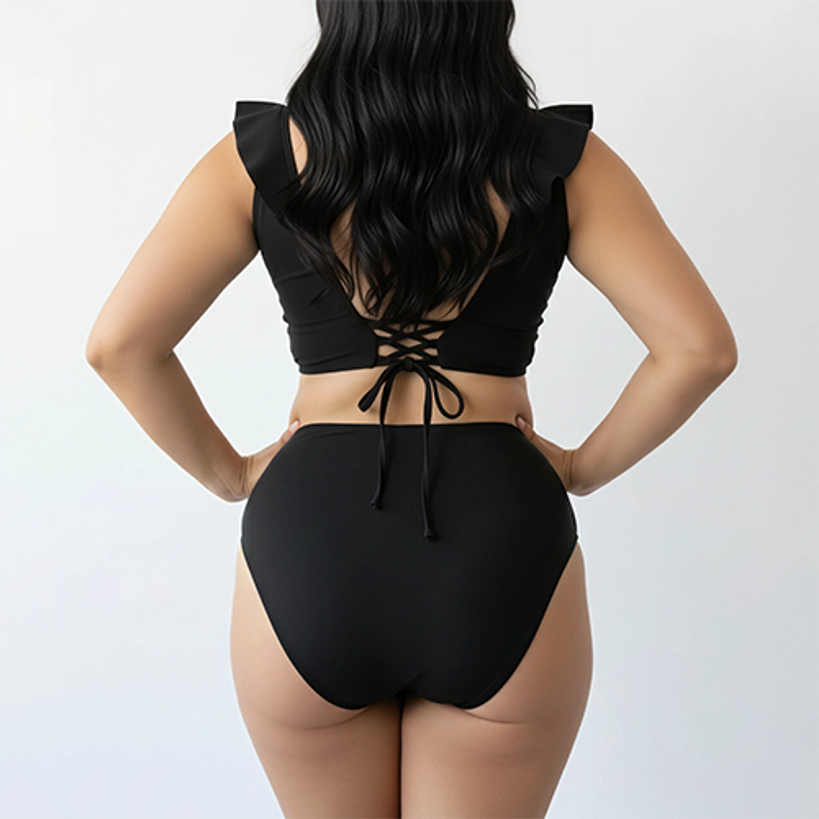 Bikini tiro alto vuelos midle waist Negro 2