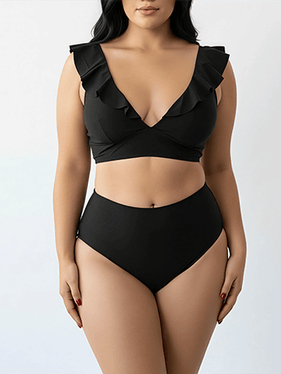 Bikini tiro alto vuelos midle waist Negro