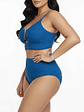Bikini tiro alto mujer Victoria texturado azul - Miniatura 2