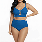 Bikini tiro alto mujer Victoria texturado azul - Miniatura 1