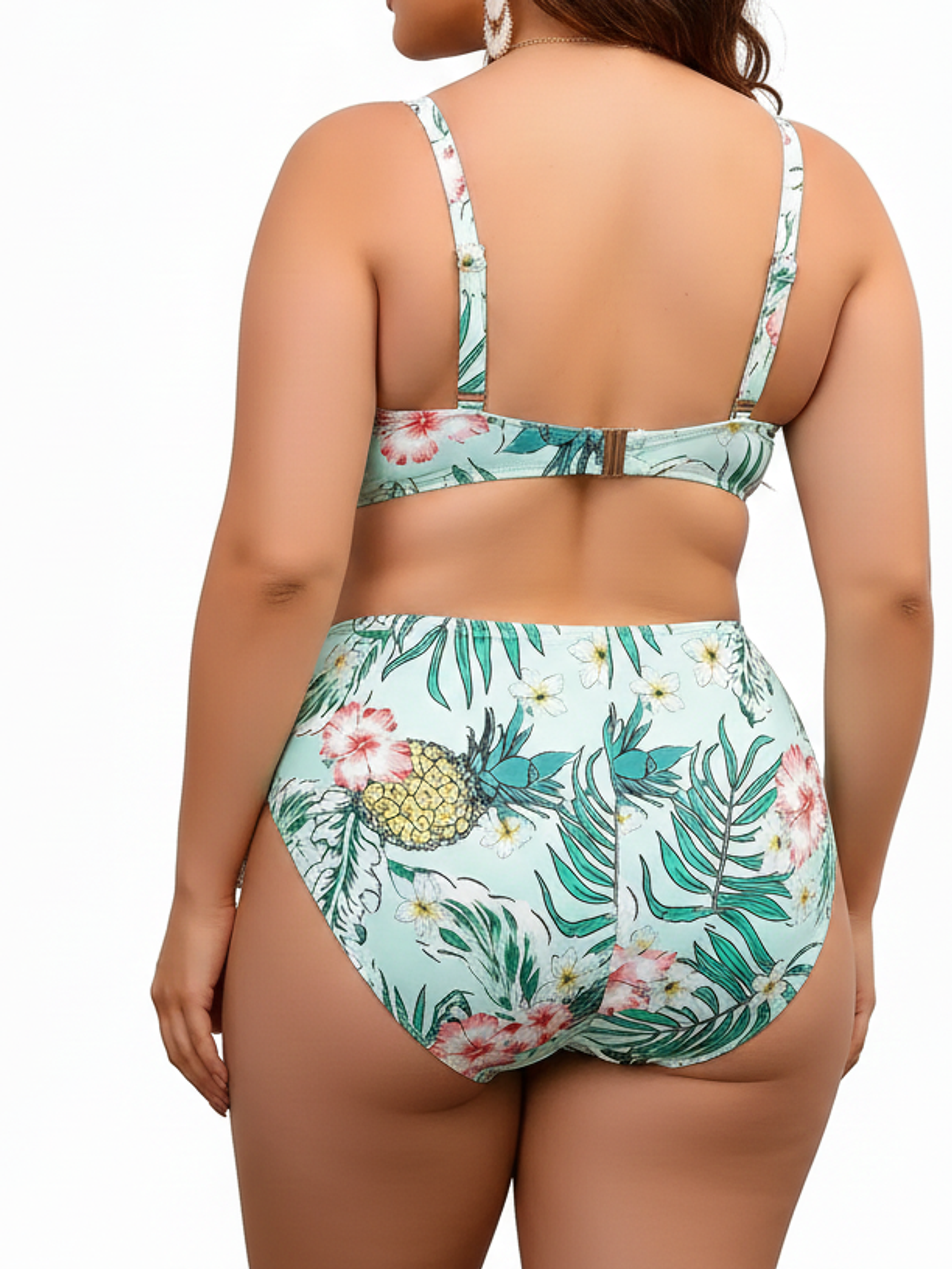 Bikini tiro alto copa straps plus size Menta 2