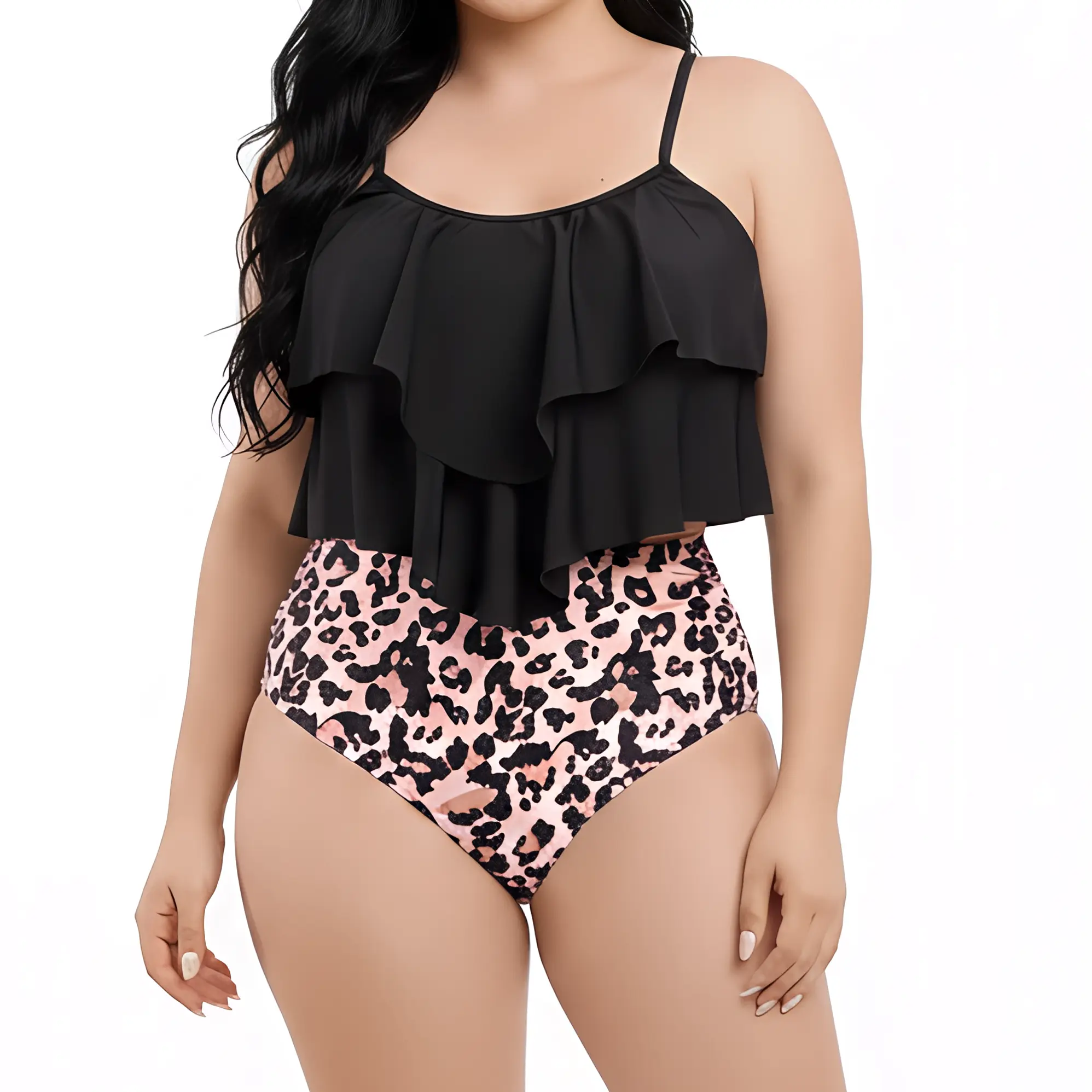 Bikini tiro alto top vuelos Maorí animal print 3