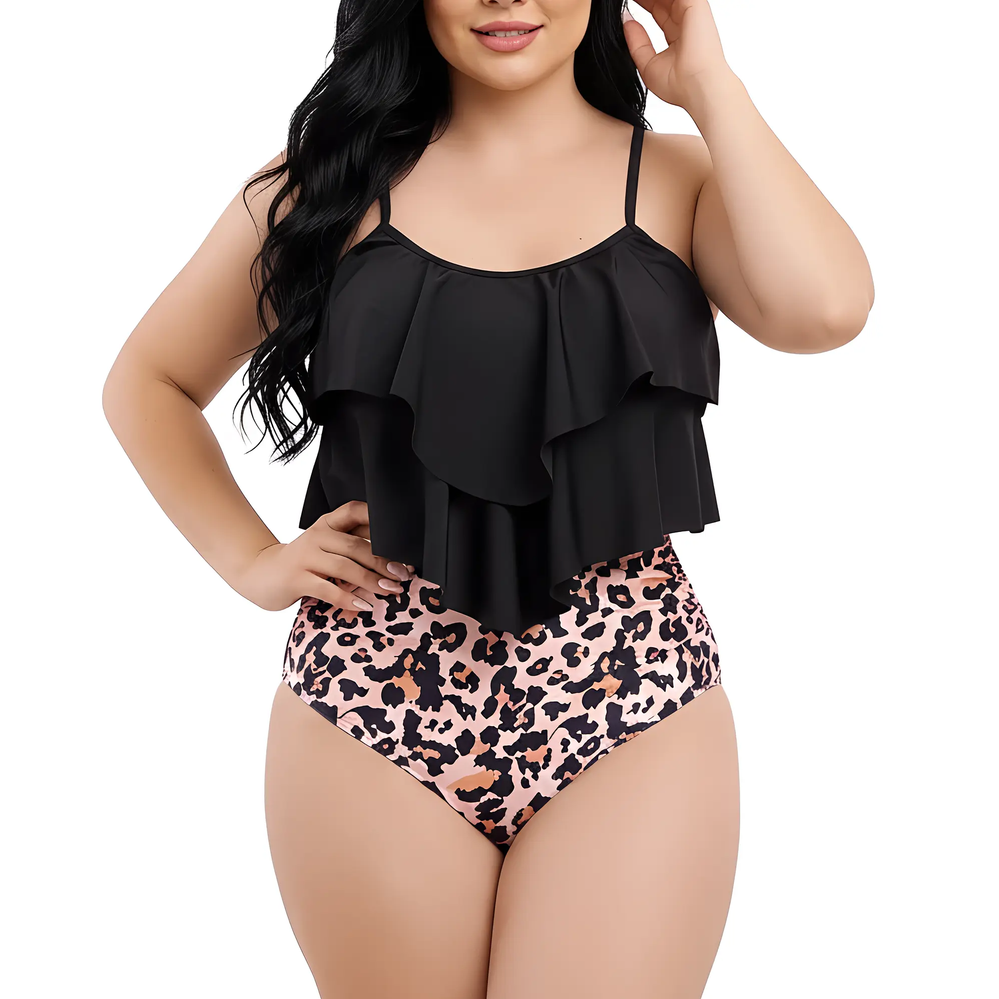 Bikini tiro alto top vuelos Maorí animal print 1
