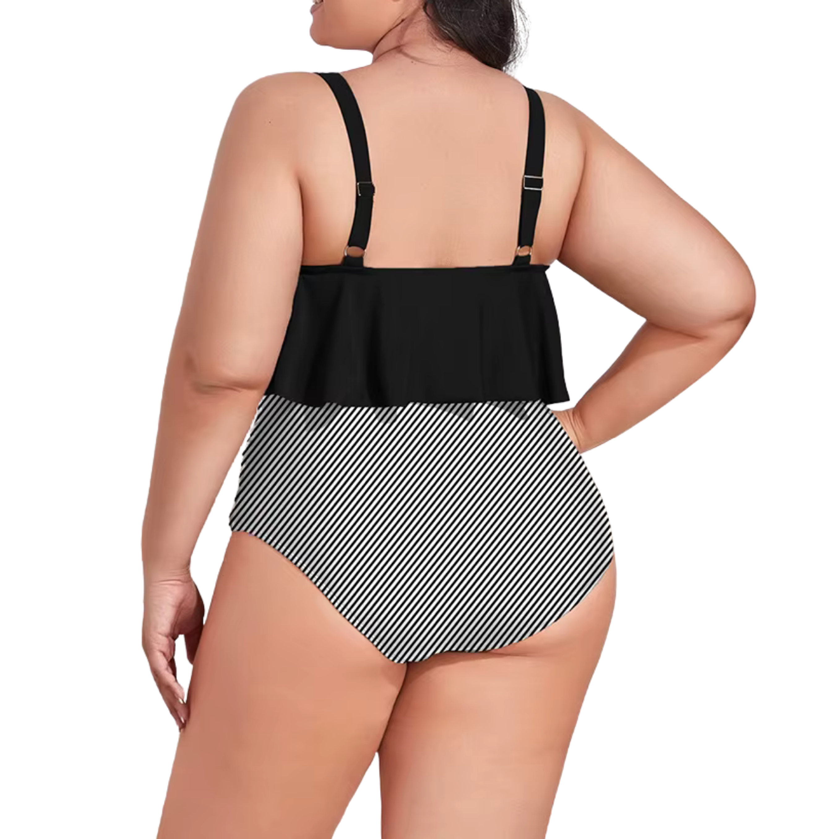 Conjunto de bikini tiro alto en punta Lineas plus size 3