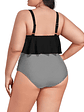 Conjunto de bikini tiro alto en punta Lineas plus size - Miniatura 3